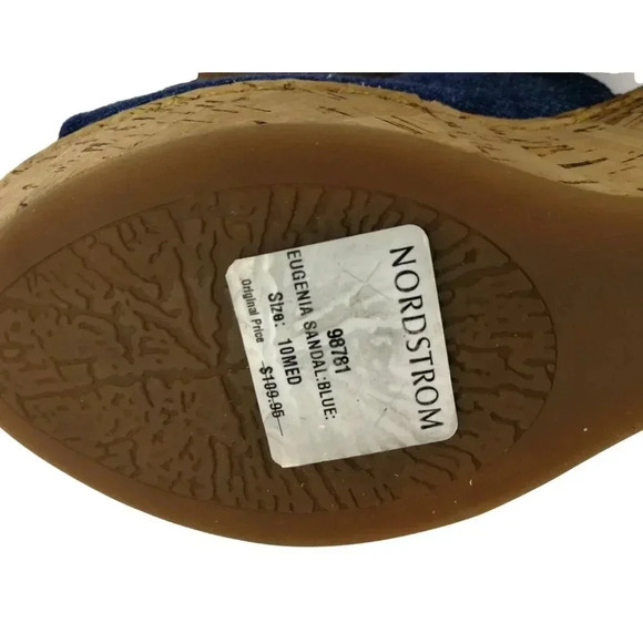 Born Sandals Blue Denim Size 10 M Eugenia  Cork Wedge Open Toe New - Picture 6 of 8